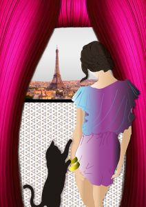 AFFICHE ILLUSTRATION FEMME DE DOS