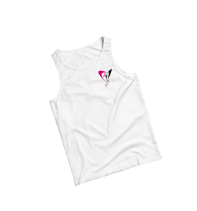 DEVANT TEE SHIRT BLANC SANS MANCHES AVEC LOGO